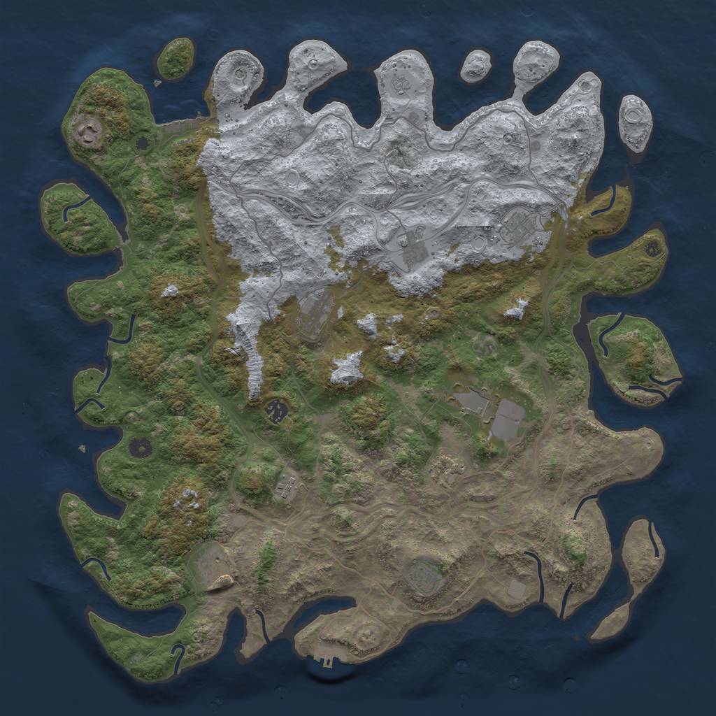Rust Map: Procedural Map, Size: 4800, Seed: 689599, 19 Monuments