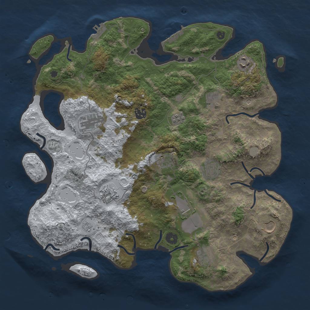 Rust Map: Procedural Map, Size: 3850, Seed: 1376783460, 20 Monuments