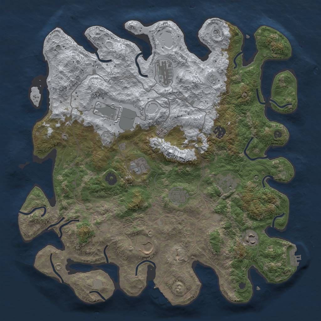 Rust Map: Procedural Map, Size: 4000, Seed: 174654422, 18 Monuments