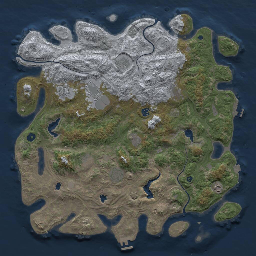 Rust Map: Procedural Map, Size: 4500, Seed: 649561352, 16 Monuments