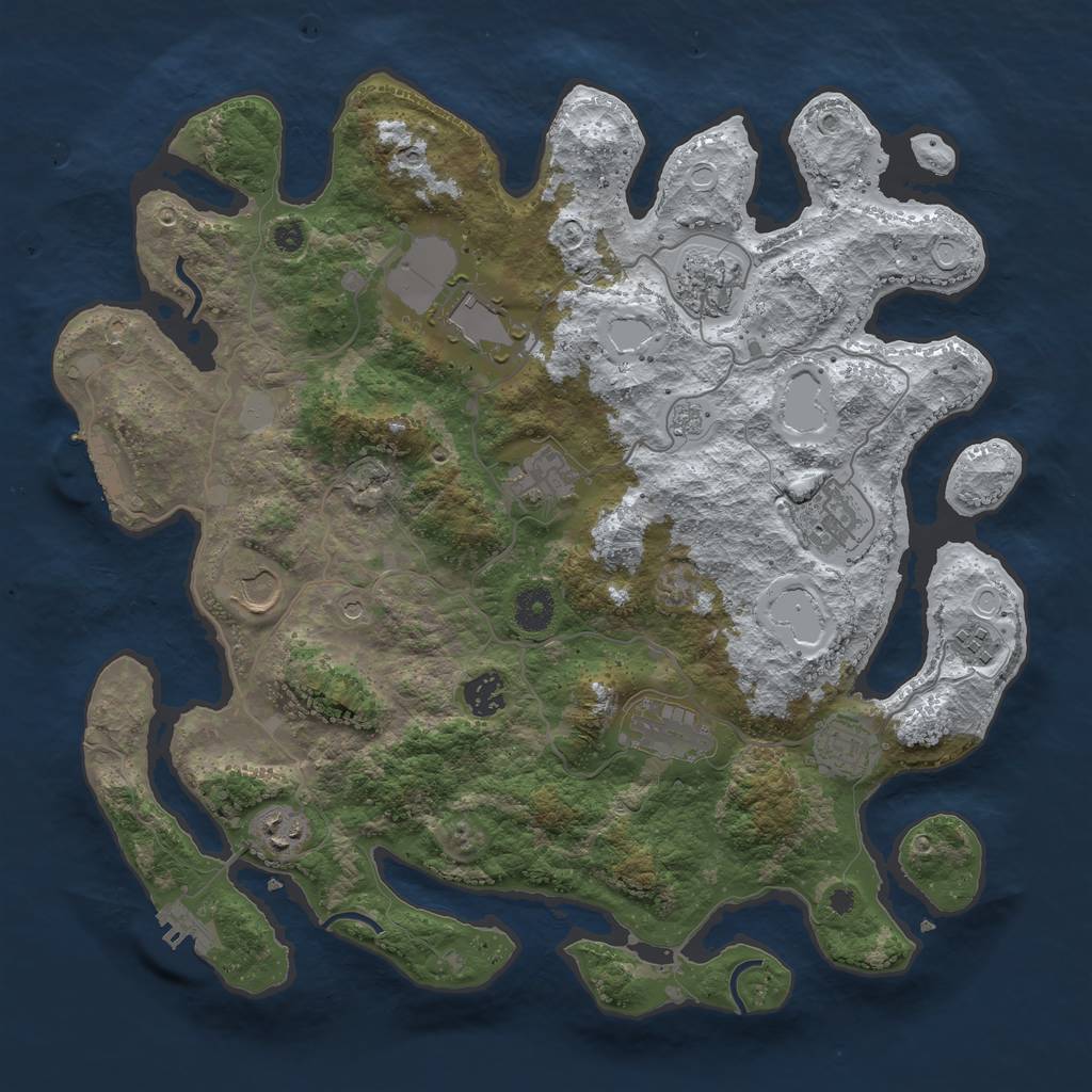 Rust Map: Procedural Map, Size: 3850, Seed: 925696095, 19 Monuments