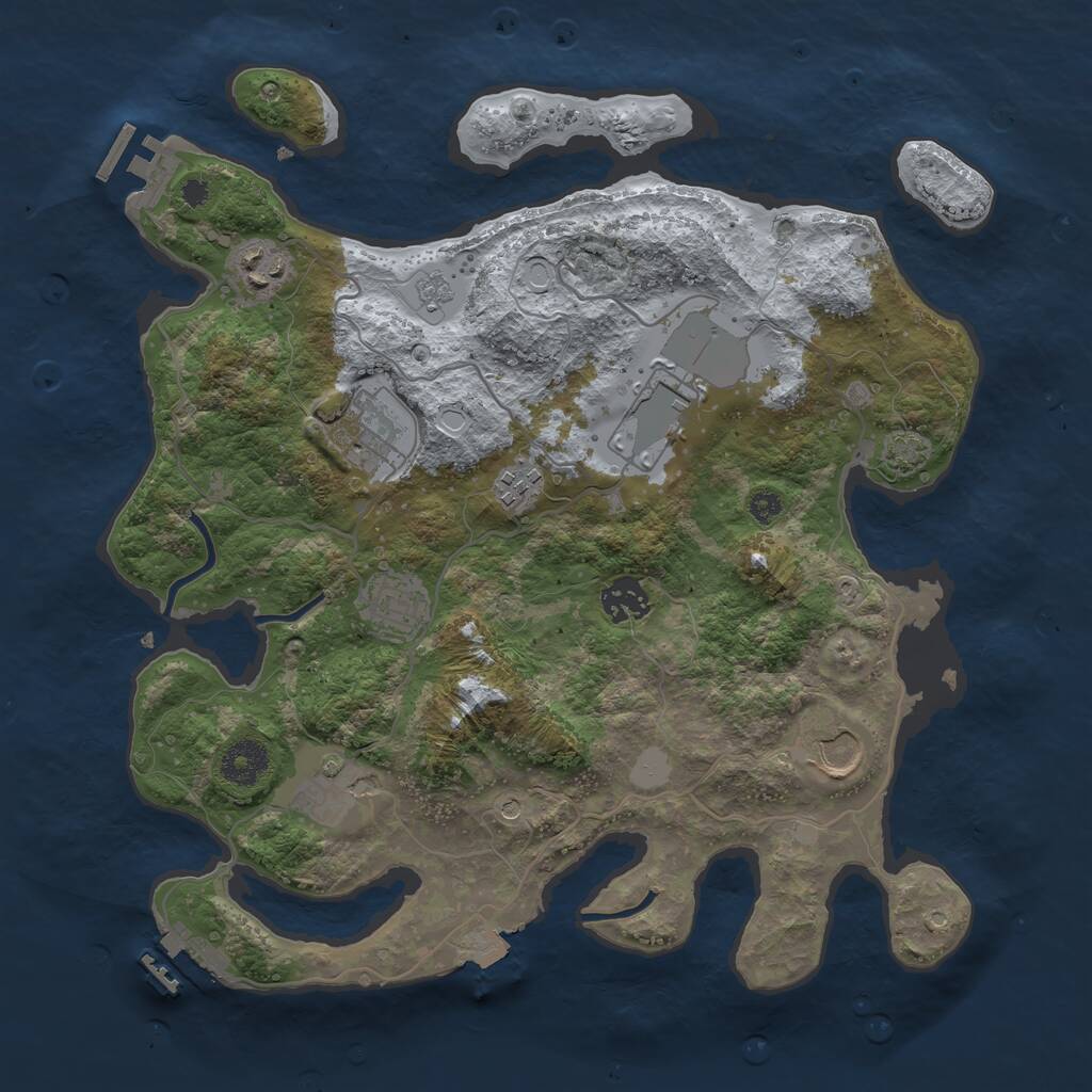 Rust Map: Procedural Map, Size: 3500, Seed: 457734, 14 Monuments