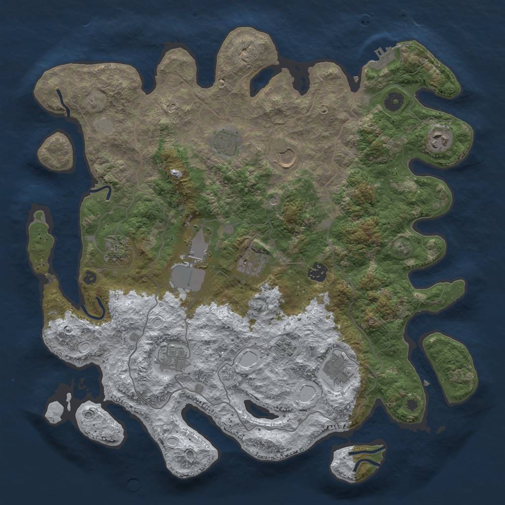 Rust Map: Procedural Map, Size: 4000, Seed: 1310781372, 18 Monuments