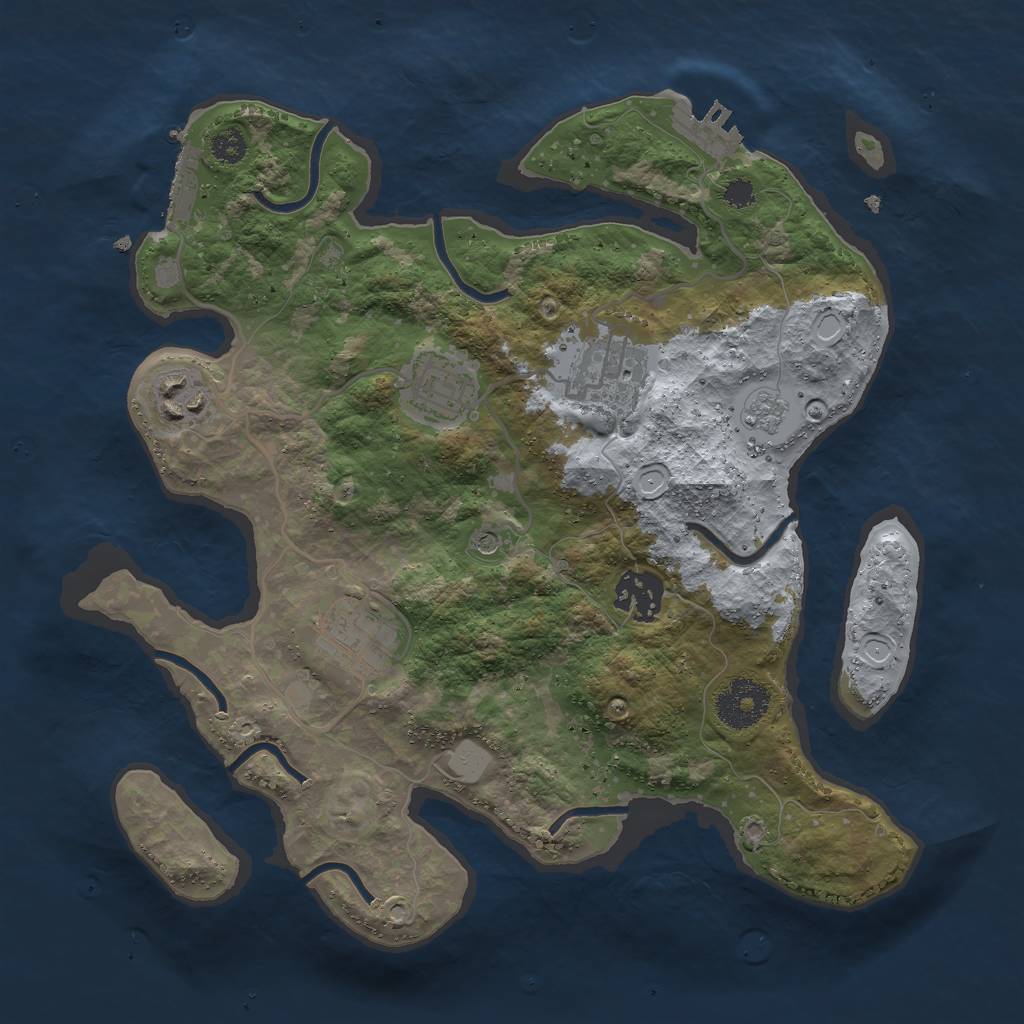 Rust Map: Procedural Map, Size: 3000, Seed: 24992, 14 Monuments