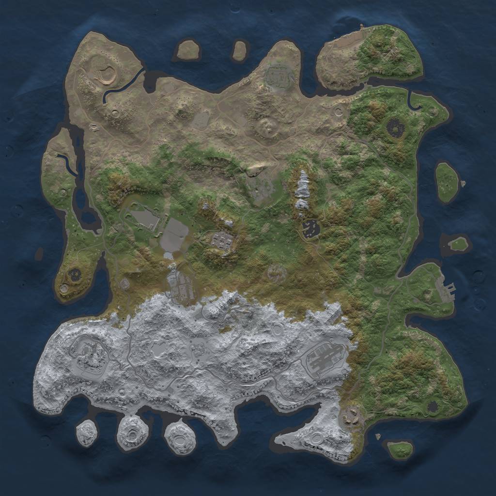 Rust Map: Procedural Map, Size: 4000, Seed: 2439, 19 Monuments