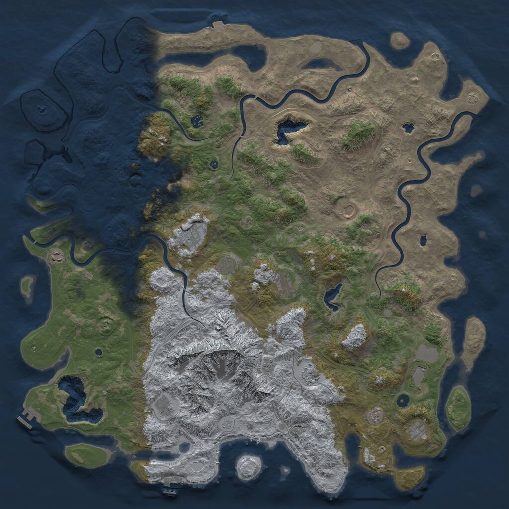 Rust Map: Procedural Map, Size: 6000, Seed: 158361285, 17 Monuments