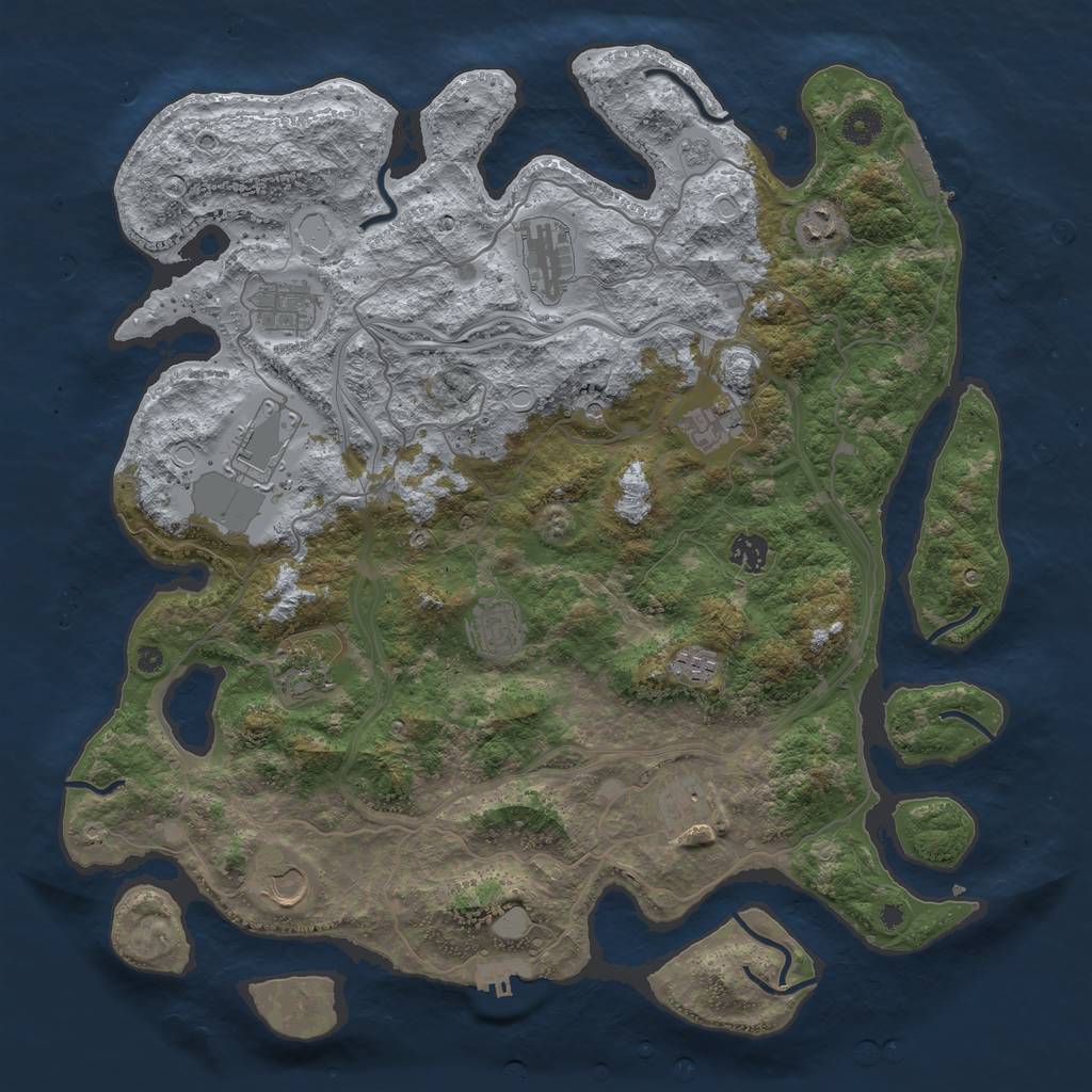 Rust Map: Procedural Map, Size: 4250, Seed: 864376995, 20 Monuments