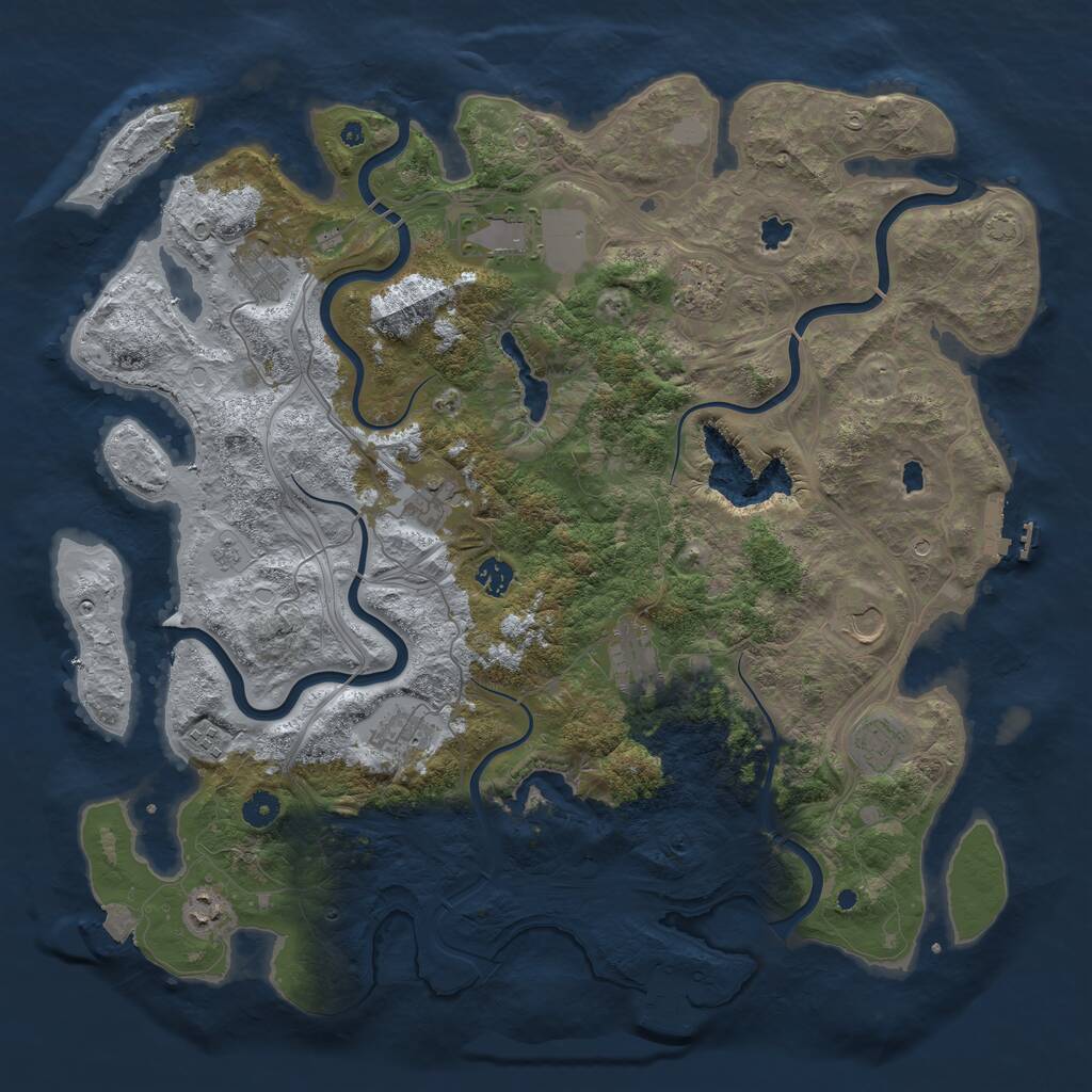 Rust Map: Procedural Map, Size: 4500, Seed: 351103899, 17 Monuments