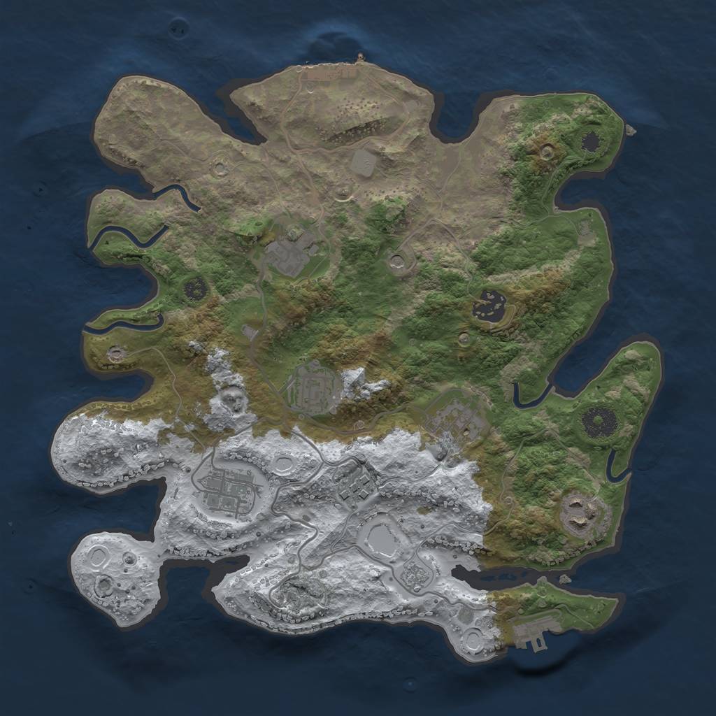 Rust Map: Procedural Map, Size: 3200, Seed: 45654, 16 Monuments