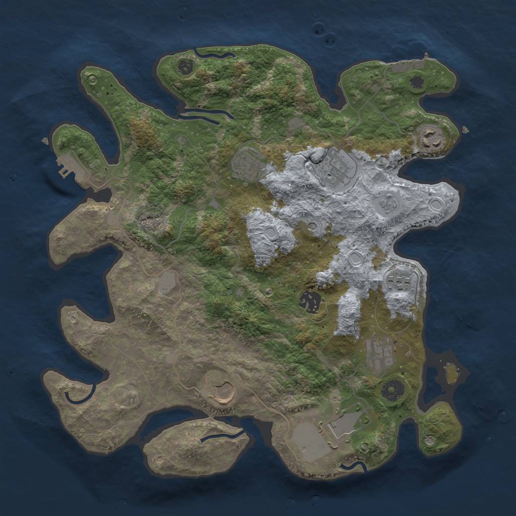 Rust Map: Procedural Map, Size: 3500, Seed: 950198866, 17 Monuments