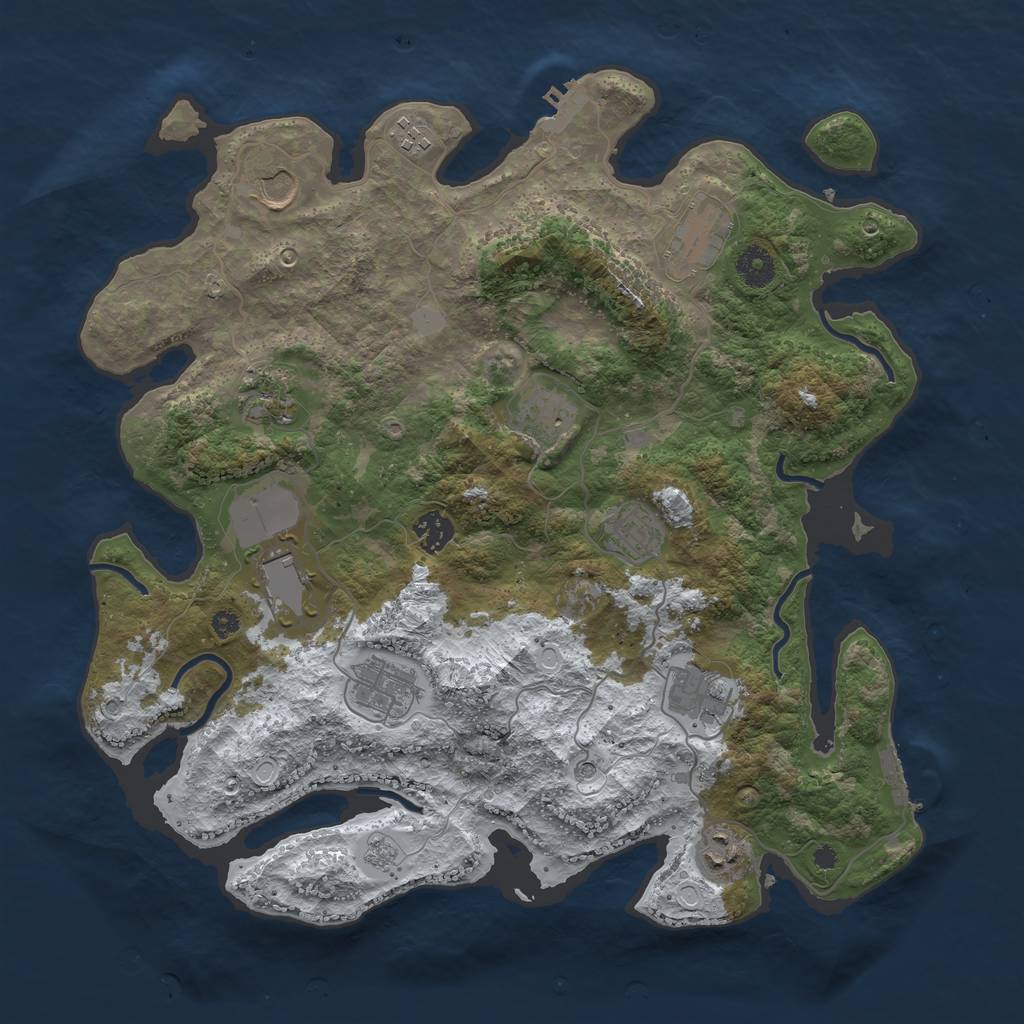 Rust Map: Procedural Map, Size: 3850, Seed: 816104092, 20 Monuments