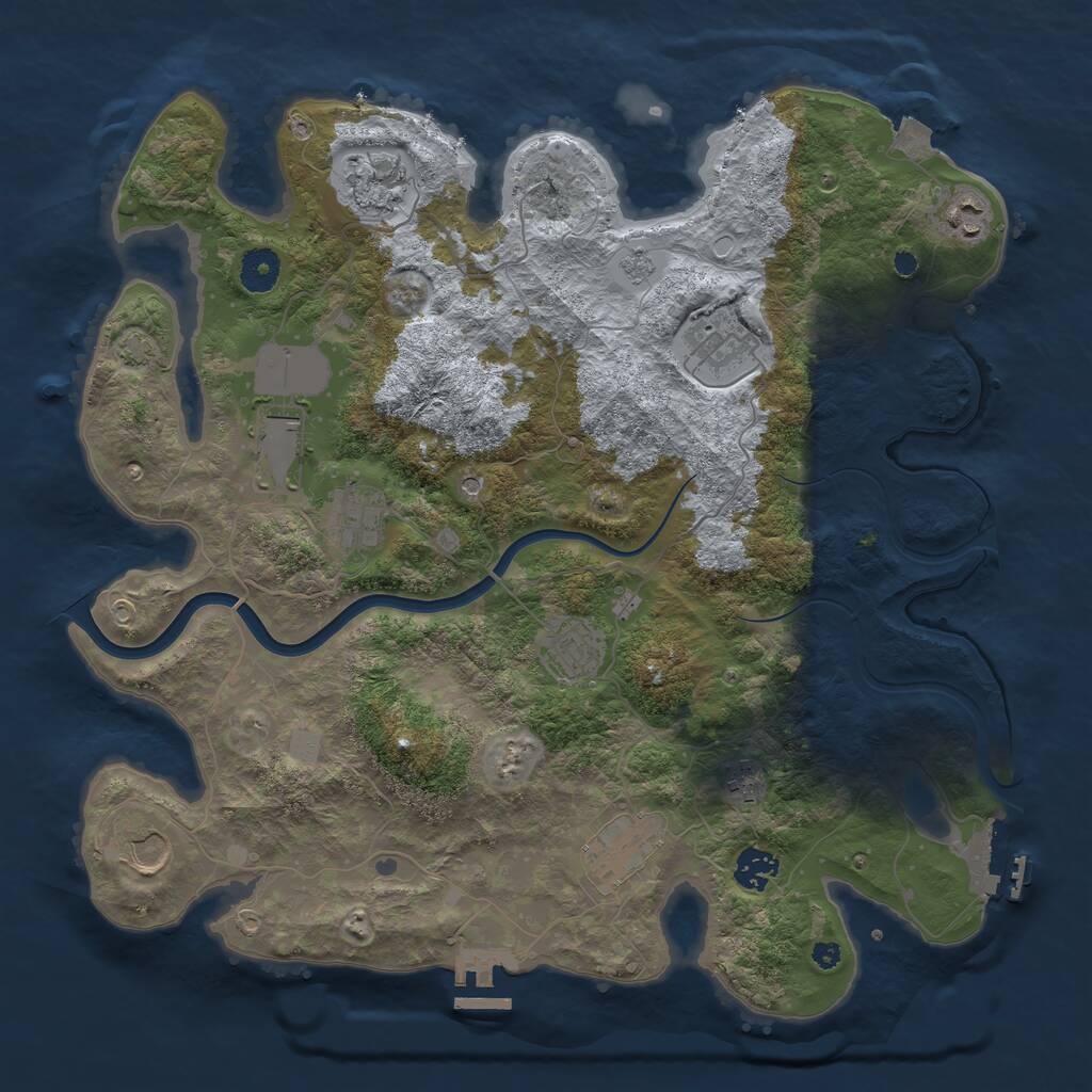 Rust Map: Procedural Map, Size: 3850, Seed: 154185878, 16 Monuments