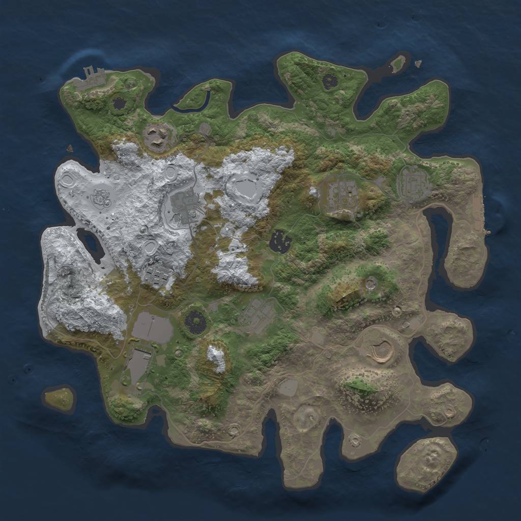 Rust Map: Procedural Map, Size: 3500, Seed: 31046, 18 Monuments
