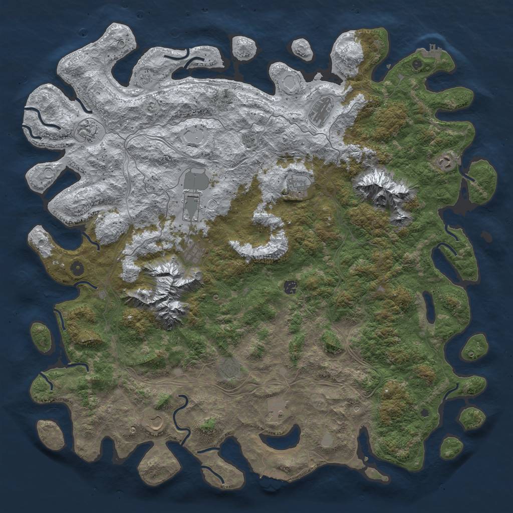 Rust Map: Procedural Map, Size: 5500, Seed: 297898375, 20 Monuments