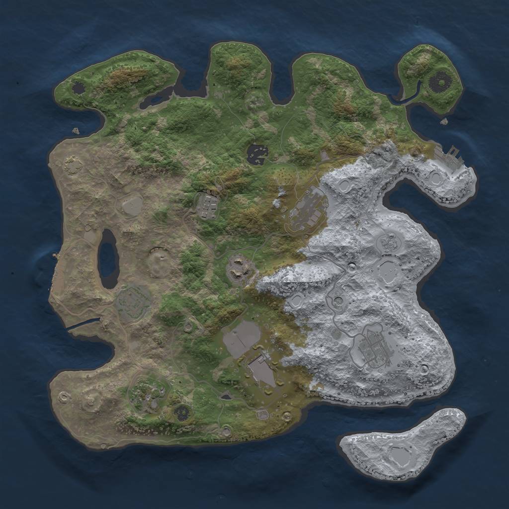 Rust Map: Procedural Map, Size: 3500, Seed: 580511430, 16 Monuments