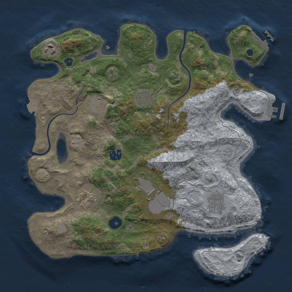 Rust Map: Procedural Map, Size: 3500, Seed: 580511430, 14 Monuments