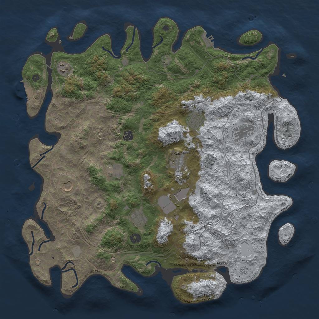 Rust Map: Procedural Map, Size: 4500, Seed: 771990, 19 Monuments