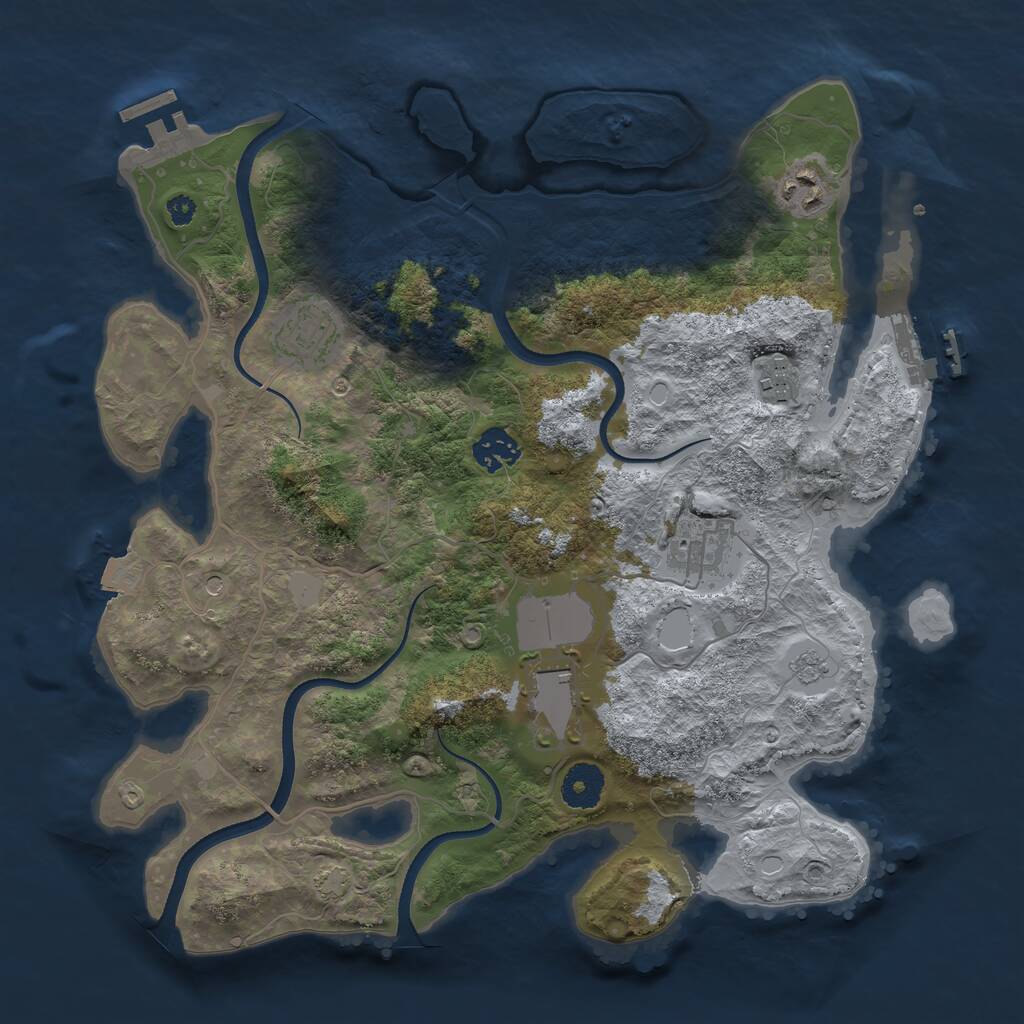 Rust Map: Procedural Map, Size: 3500, Seed: 684359, 12 Monuments