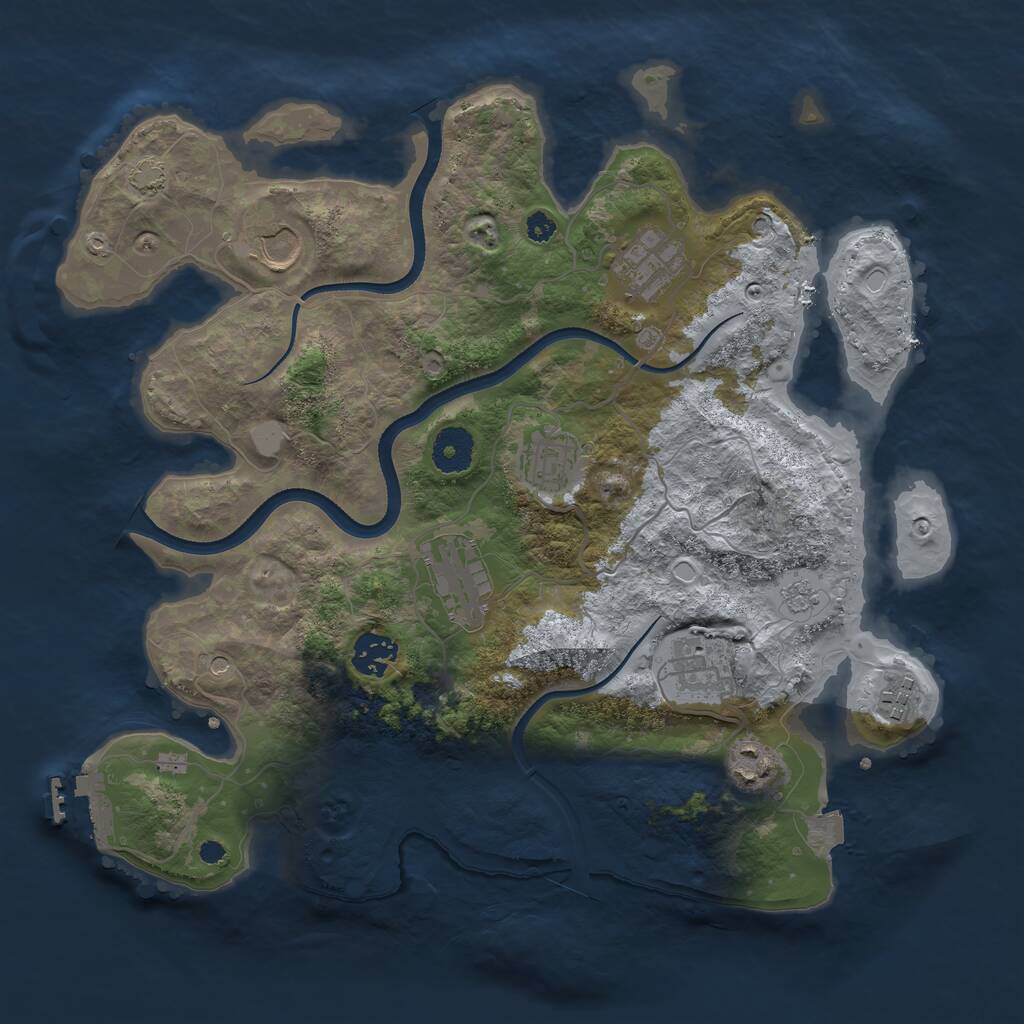 Rust Map: Procedural Map, Size: 3500, Seed: 454829, 13 Monuments