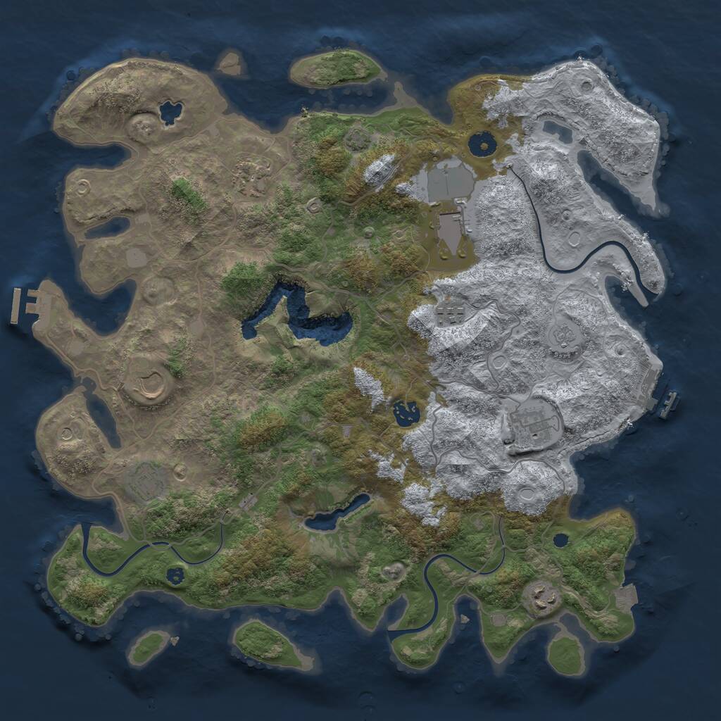 Rust Map: Procedural Map, Size: 4050, Seed: 156583302, 14 Monuments