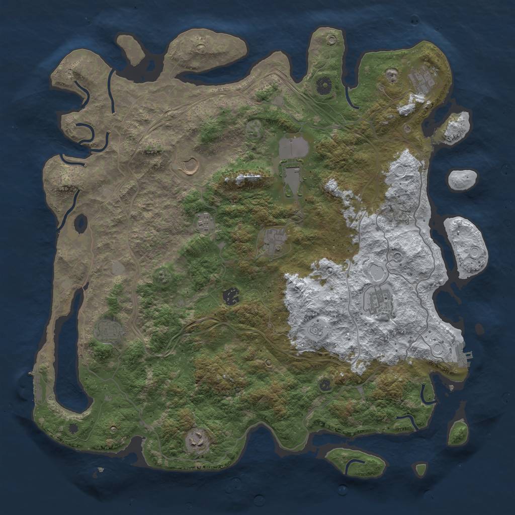 Rust Map: Procedural Map, Size: 4500, Seed: 503085621, 18 Monuments