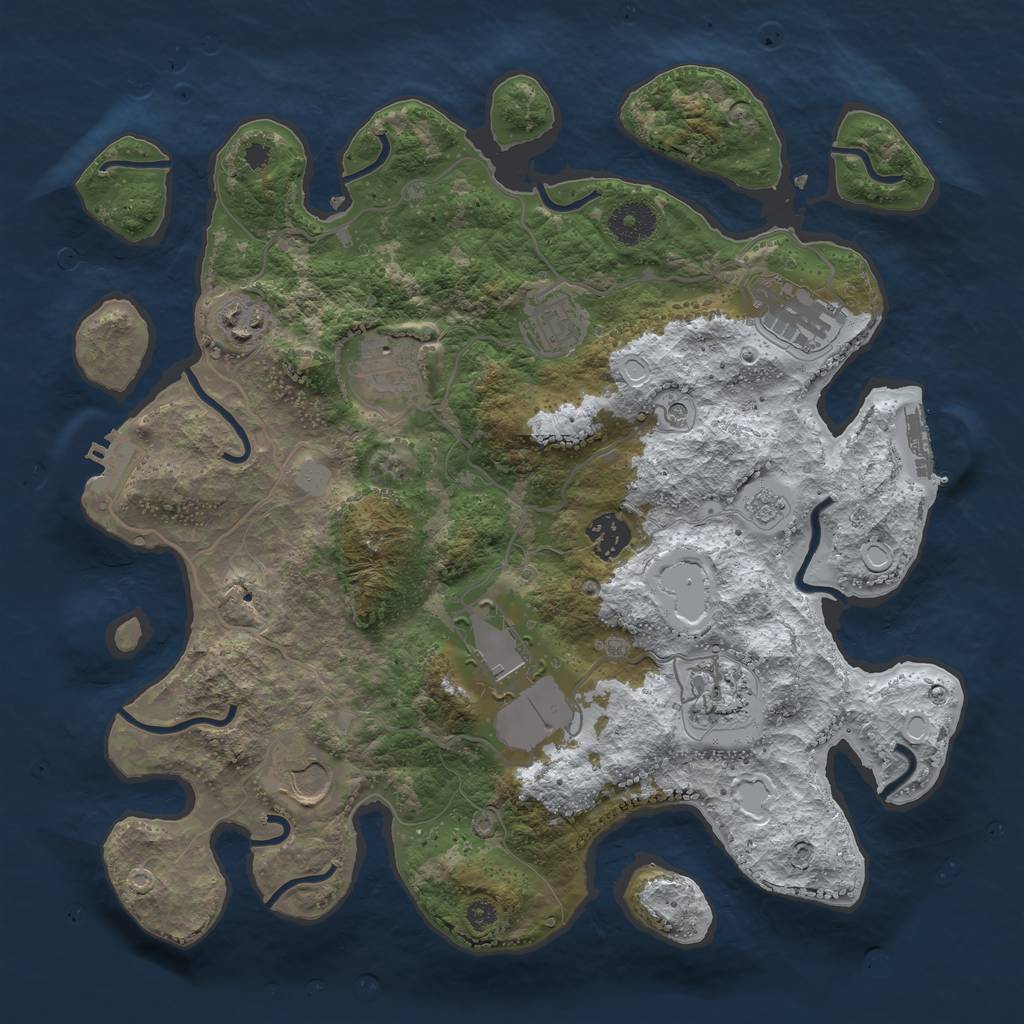Rust Map: Procedural Map, Size: 3500, Seed: 1121796680, 17 Monuments
