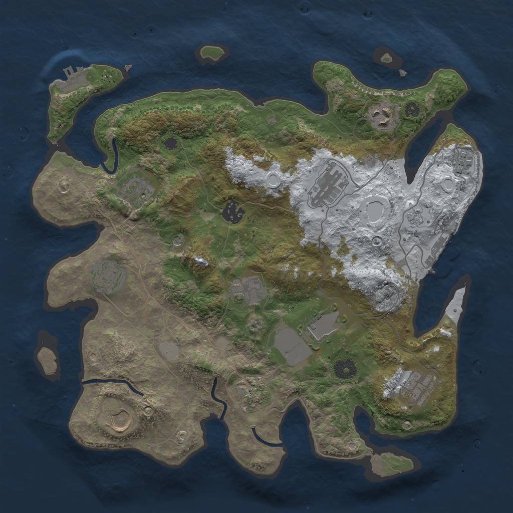 Rust Map: Procedural Map, Size: 3550, Seed: 1444450694, 20 Monuments