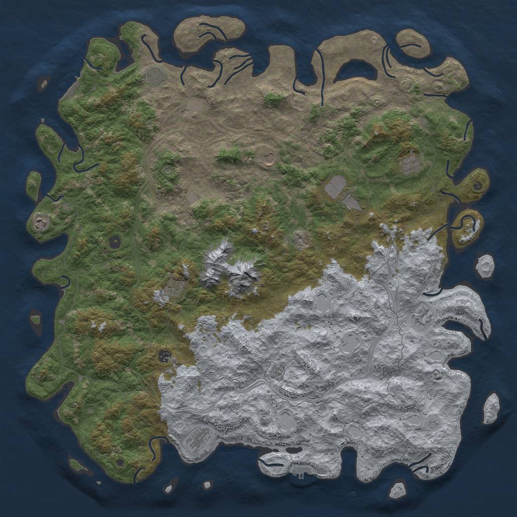 Rust Map: Procedural Map, Size: 6000, Seed: 125456, 19 Monuments
