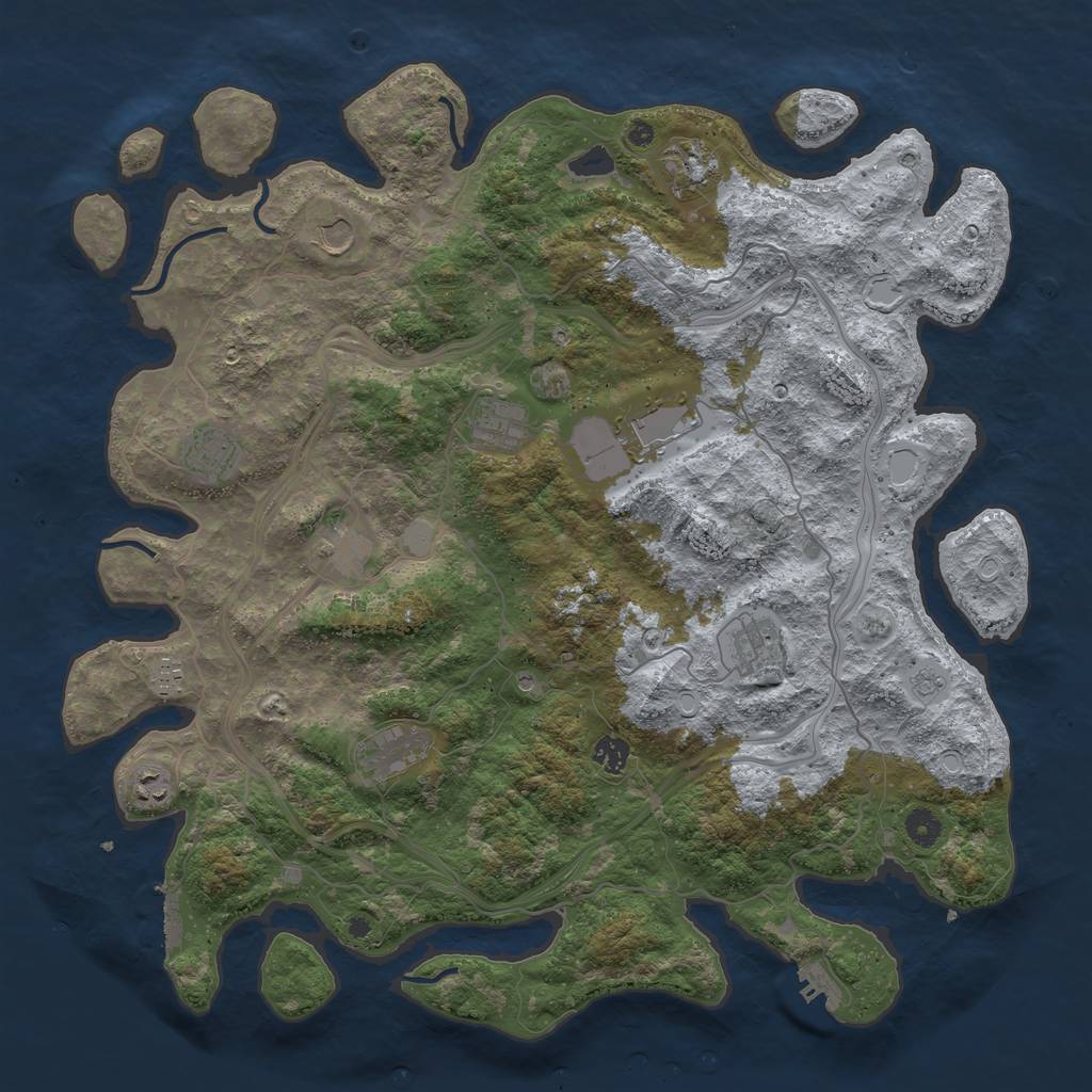 Rust Map: Procedural Map, Size: 4500, Seed: 5443695, 18 Monuments