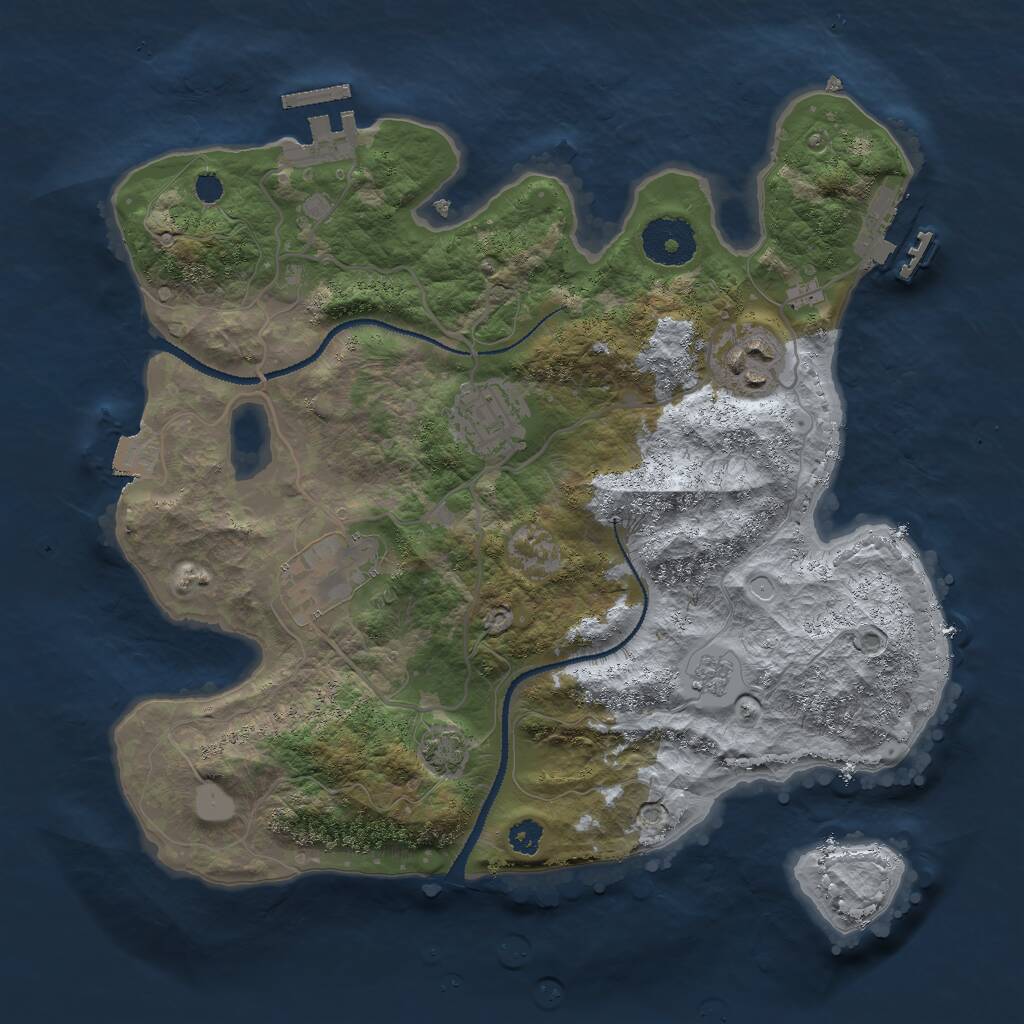 Rust Map: Procedural Map, Size: 3000, Seed: 580511430, 8 Monuments