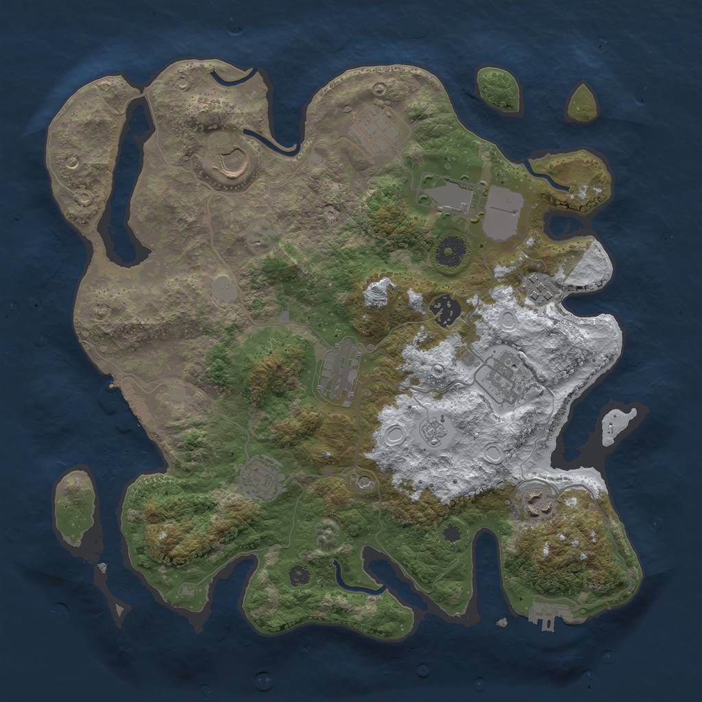 Rust Map: Procedural Map, Size: 3500, Seed: 630414424, 18 Monuments