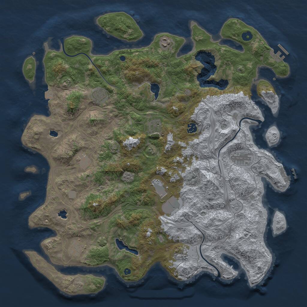 Rust Map: Procedural Map, Size: 4500, Seed: 54572, 16 Monuments