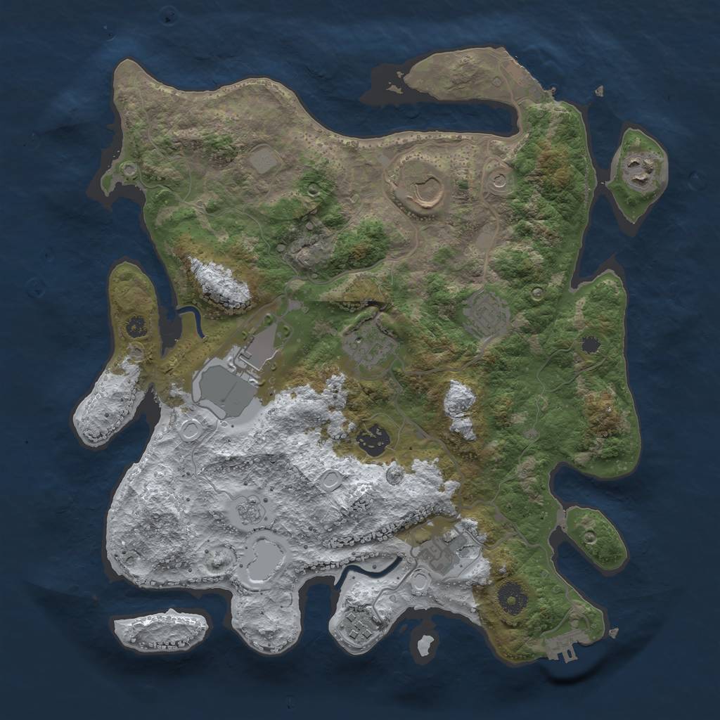 Rust Map: Procedural Map, Size: 3500, Seed: 65331845, 17 Monuments