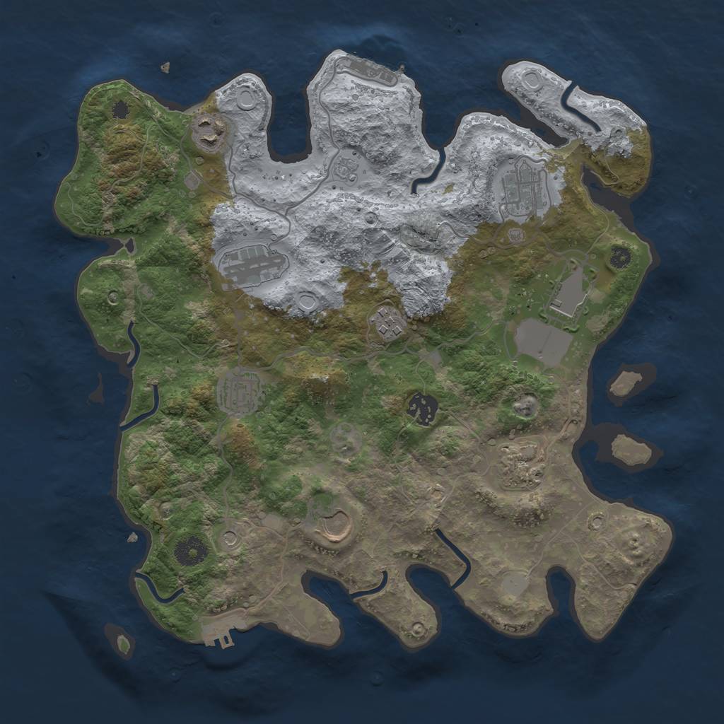 Rust Map: Procedural Map, Size: 3500, Seed: 1097024571, 18 Monuments