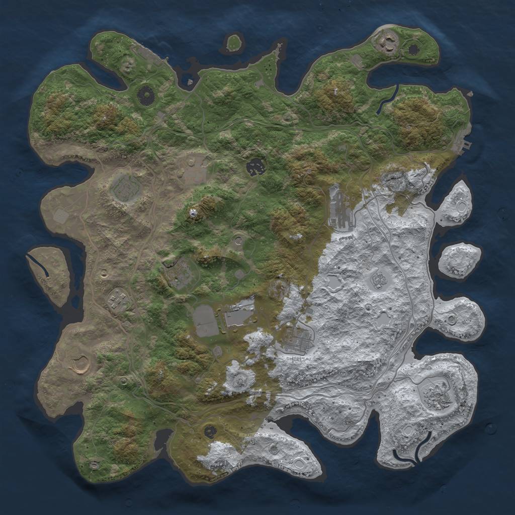 Rust Map: Procedural Map, Size: 4250, Seed: 2130943506, 20 Monuments