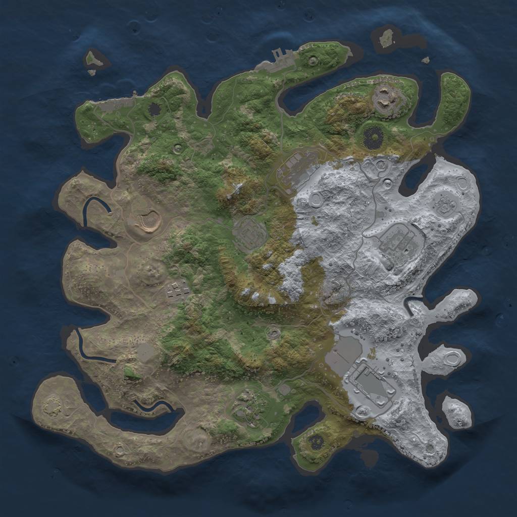 Rust Map: Procedural Map, Size: 3500, Seed: 232938567, 16 Monuments