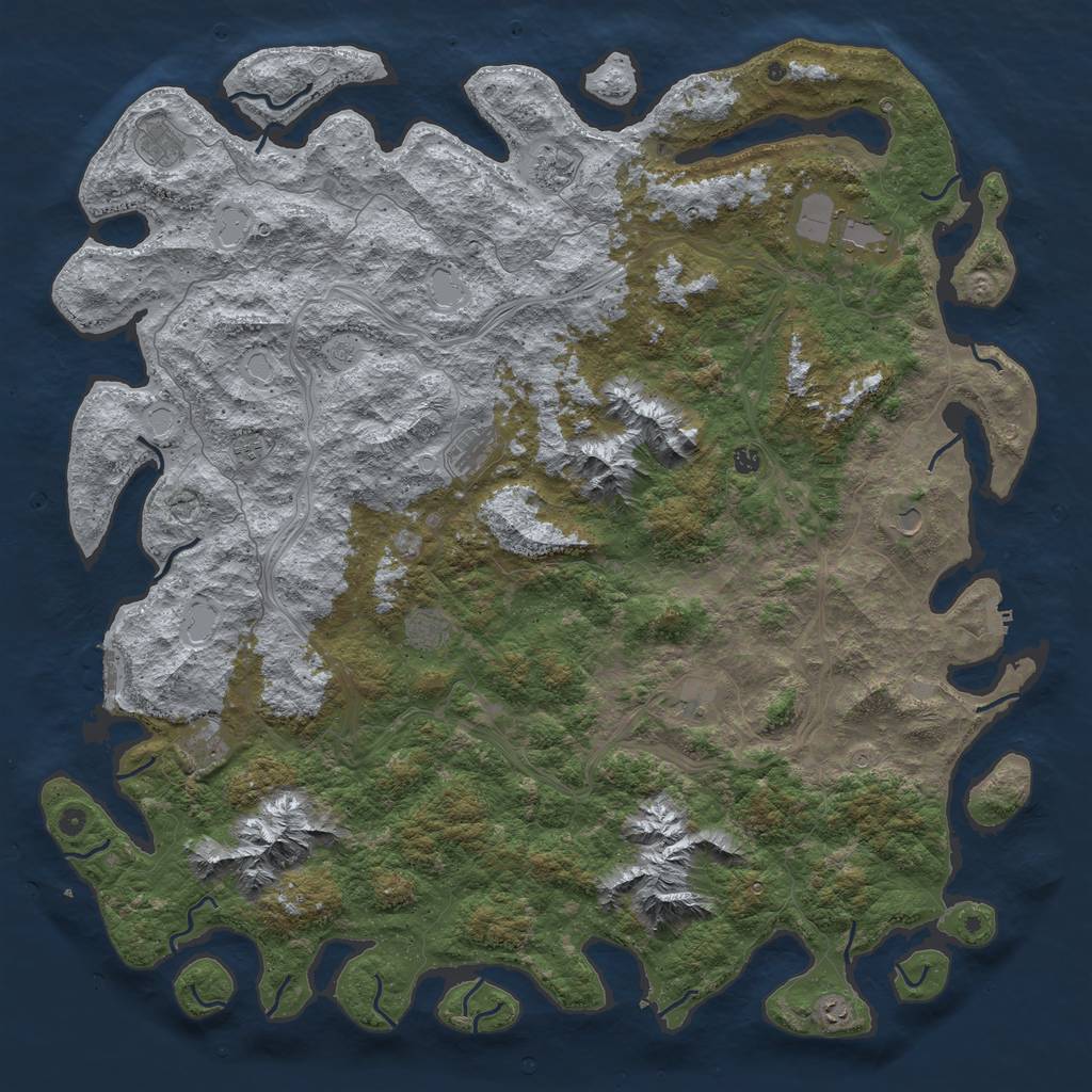 Rust Map: Procedural Map, Size: 6000, Seed: 42069666, 18 Monuments