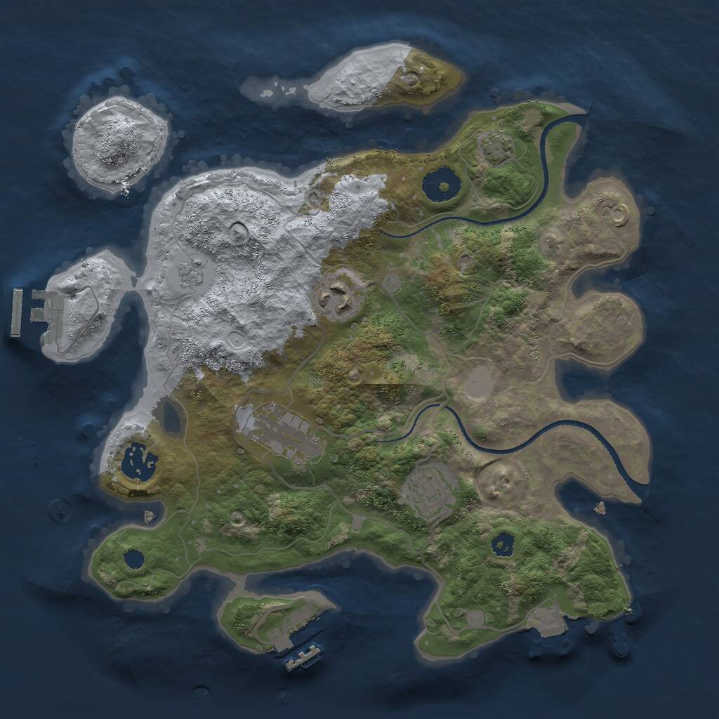 Rust Map: Procedural Map, Size: 3000, Seed: 217977351, 9 Monuments
