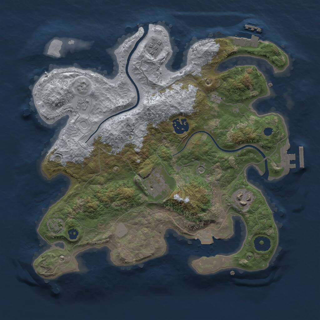 Rust Map: Procedural Map, Size: 3000, Seed: 23344, 10 Monuments