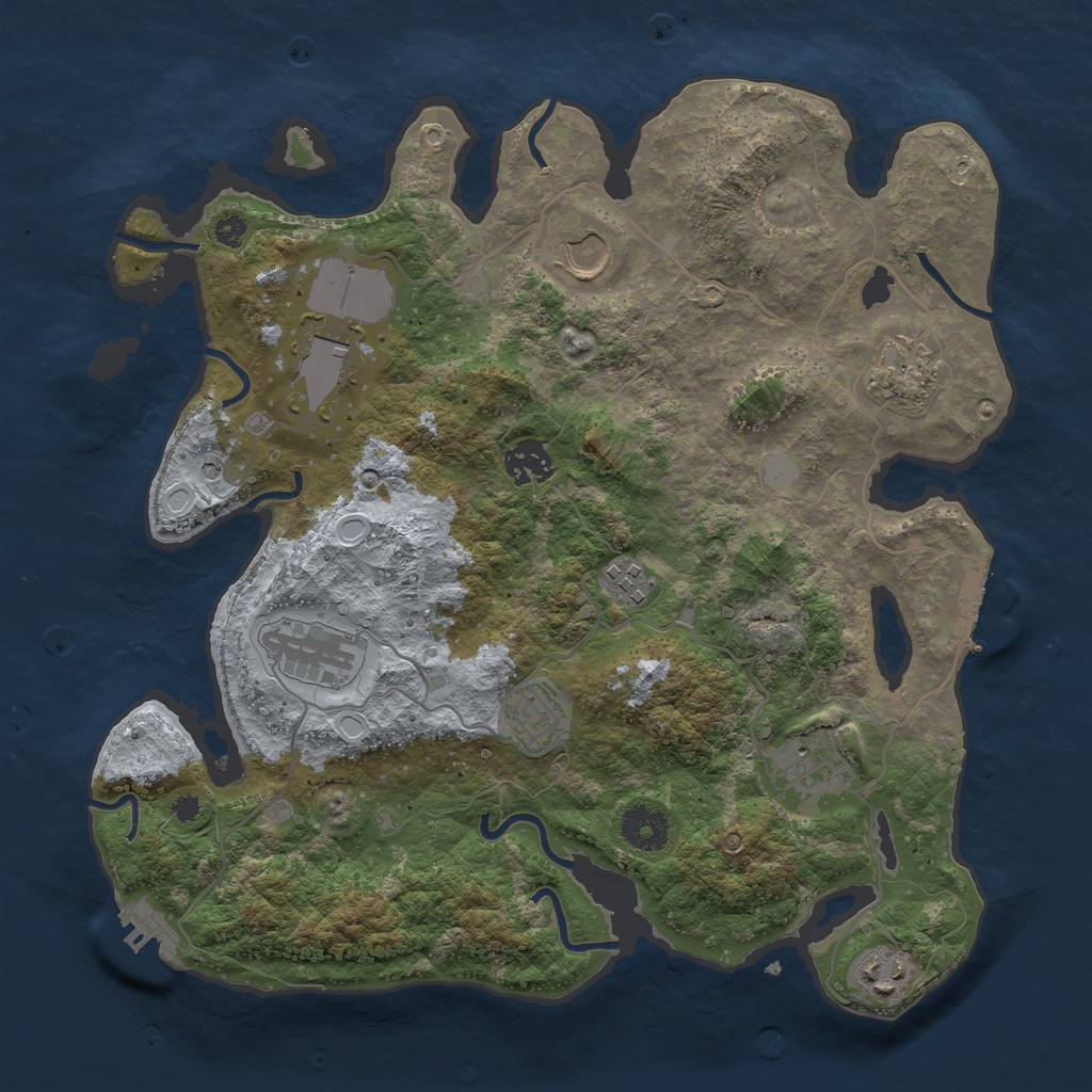 Rust Map: Procedural Map, Size: 3500, Seed: 1237930299, 15 Monuments