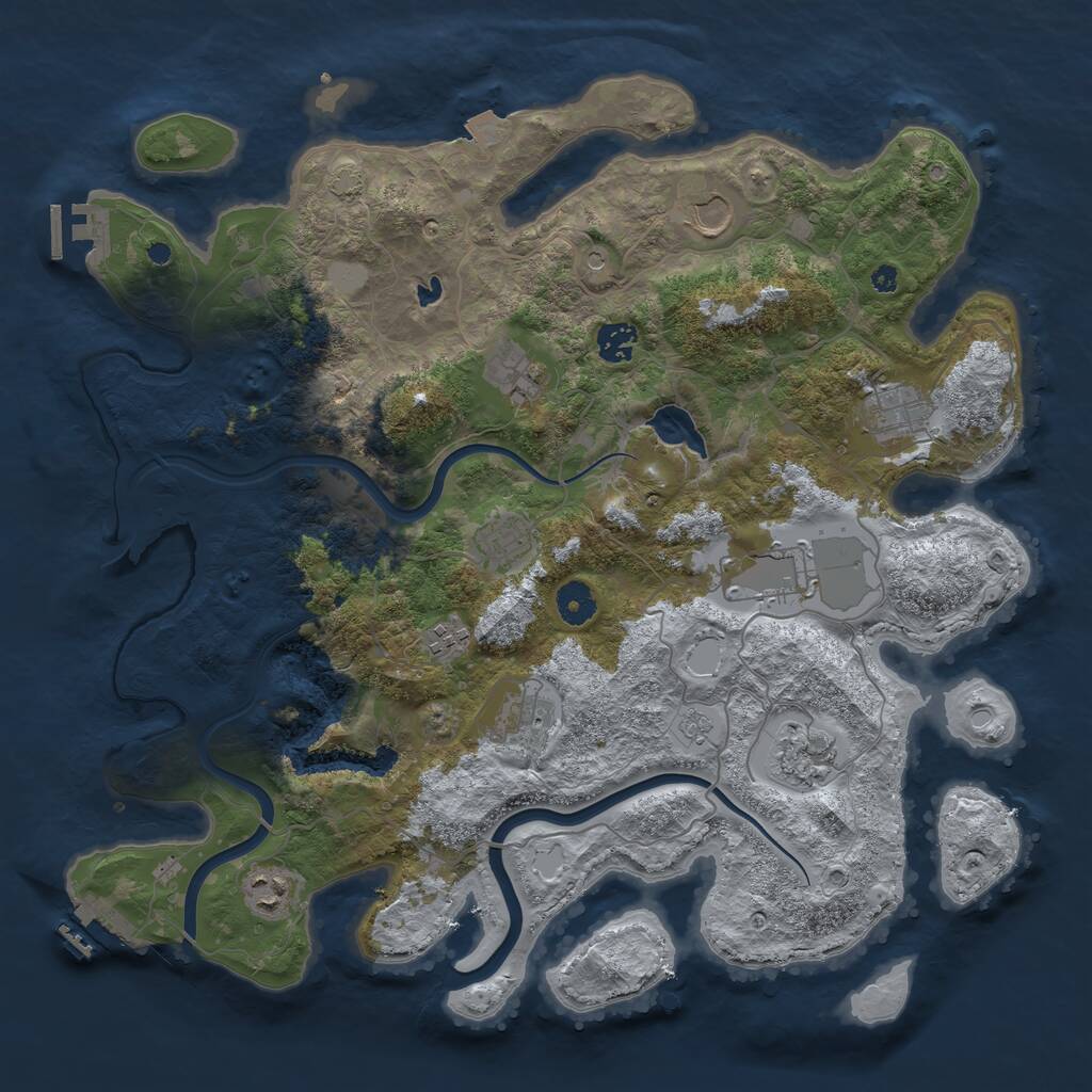 Rust Map: Procedural Map, Size: 4000, Seed: 860235, 16 Monuments