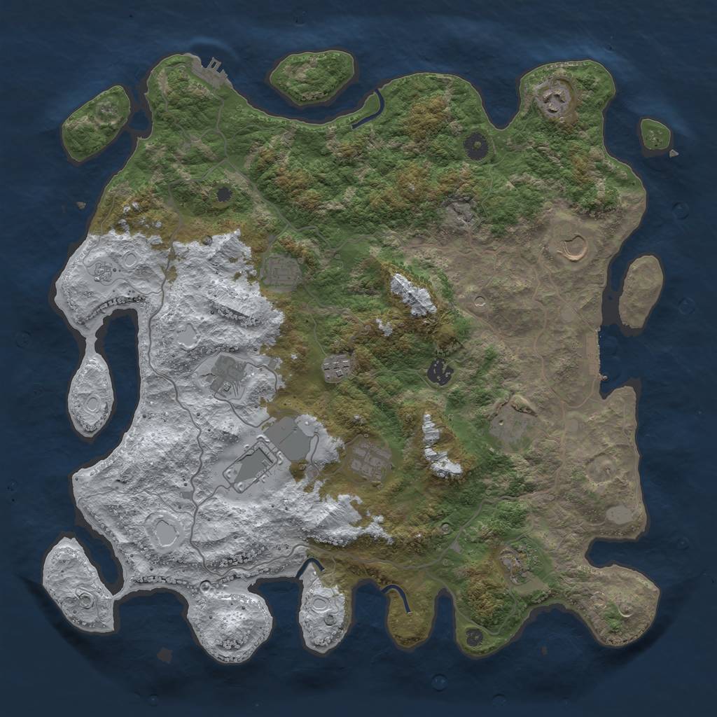 Rust Map: Procedural Map, Size: 4200, Seed: 412822366, 19 Monuments