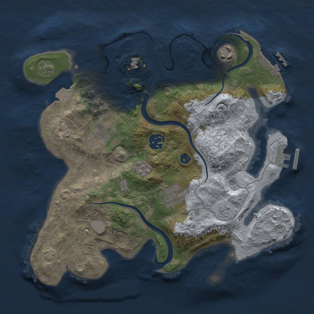 Rust Map: Procedural Map, Size: 3000, Seed: 680166761, 11 Monuments