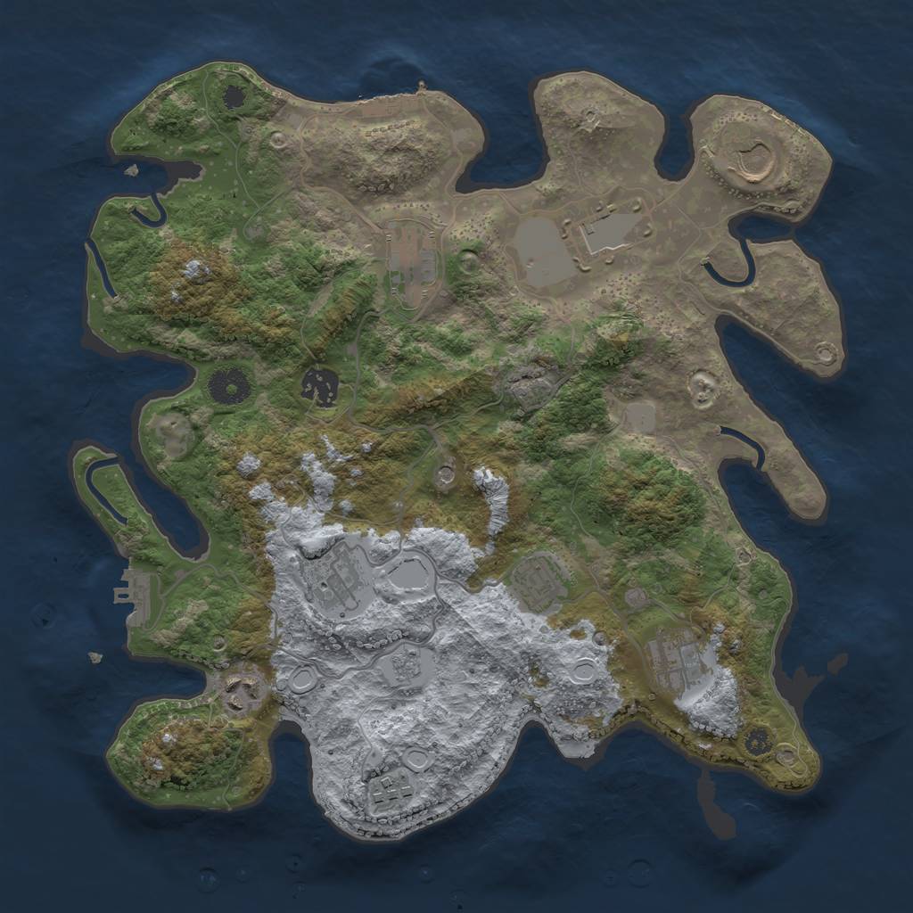 Rust Map: Procedural Map, Size: 3500, Seed: 106193035, 16 Monuments
