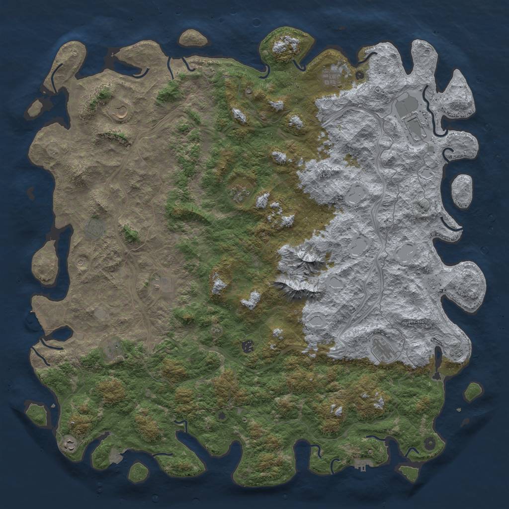 Rust Map: Procedural Map, Size: 6000, Seed: 987456321, 19 Monuments