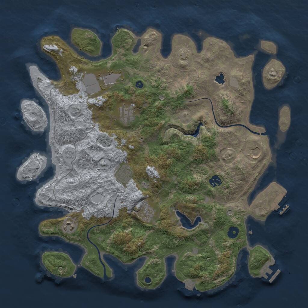 Rust Map: Procedural Map, Size: 4000, Seed: 81303240, 14 Monuments