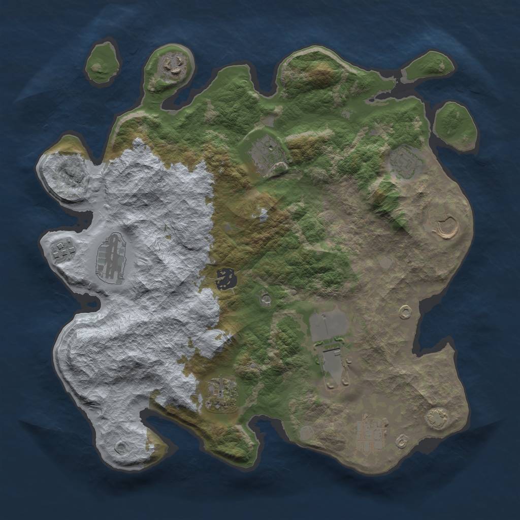 Rust Map: Barren, Size: 3500, Seed: 47099713, 14 Monuments