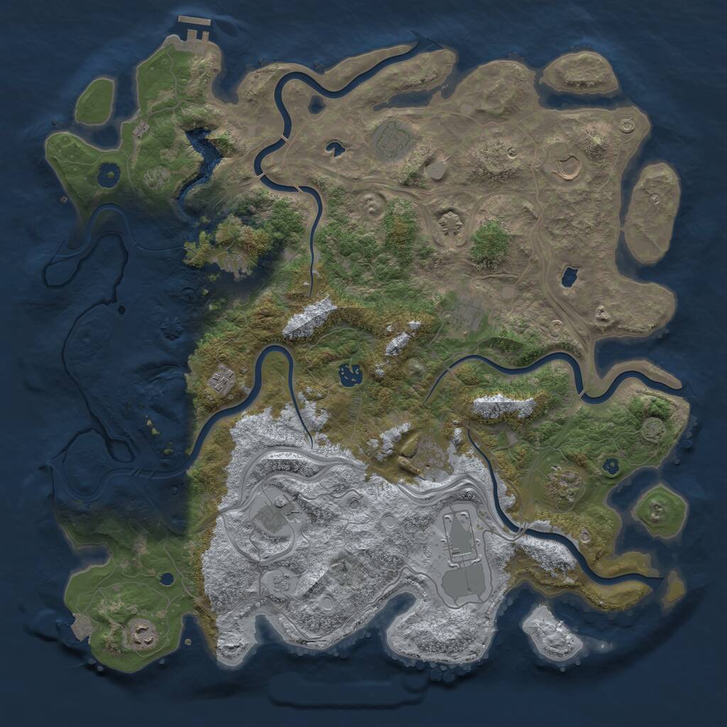 Rust Map: Procedural Map, Size: 4500, Seed: 83627, 16 Monuments