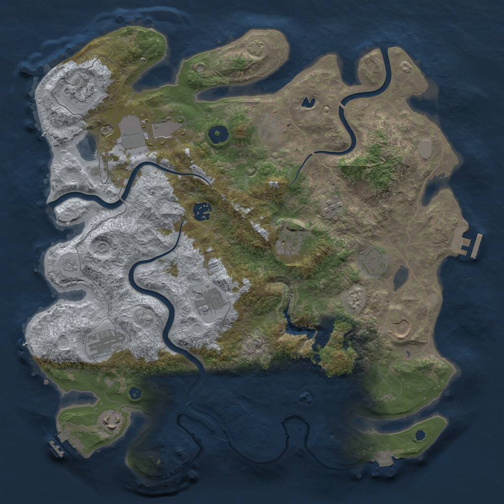 Rust Map: Procedural Map, Size: 4000, Seed: 854395462, 17 Monuments