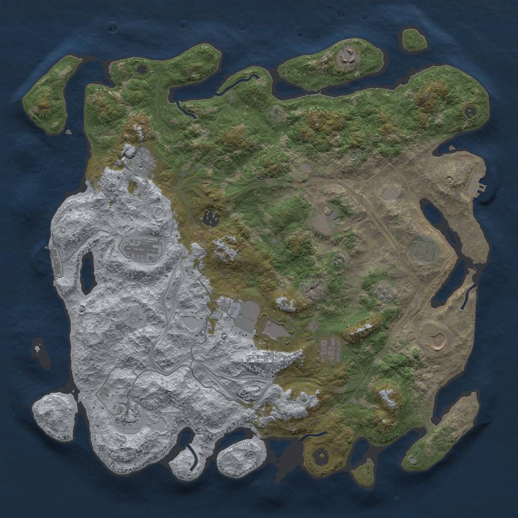 Rust Map: Procedural Map, Size: 4500, Seed: 1280609514, 18 Monuments
